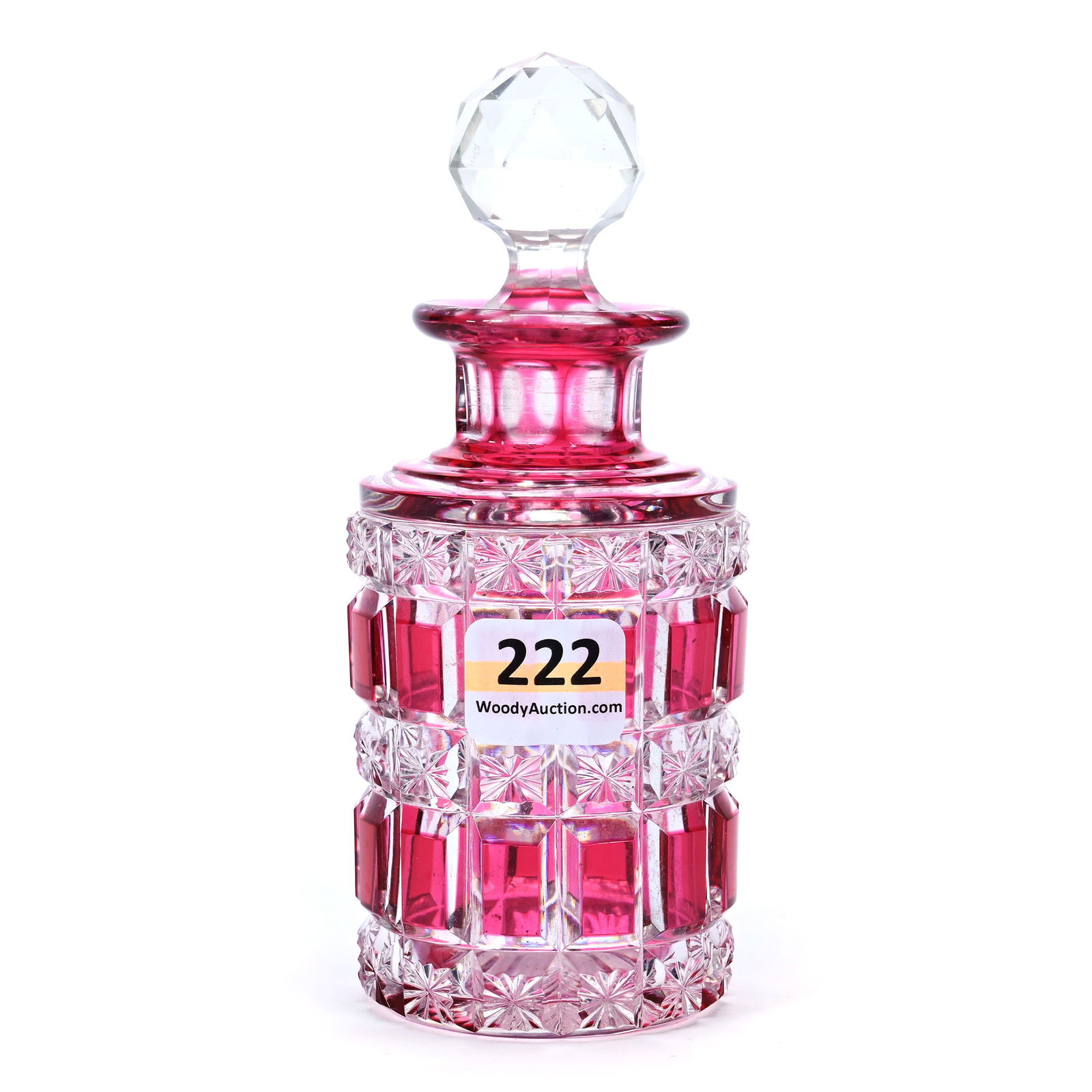 Cologne Bottle, ABCG, Cranberry Cut To Clear, Panels & Stars Attributed To Boston & Sandwich (1 of 3)