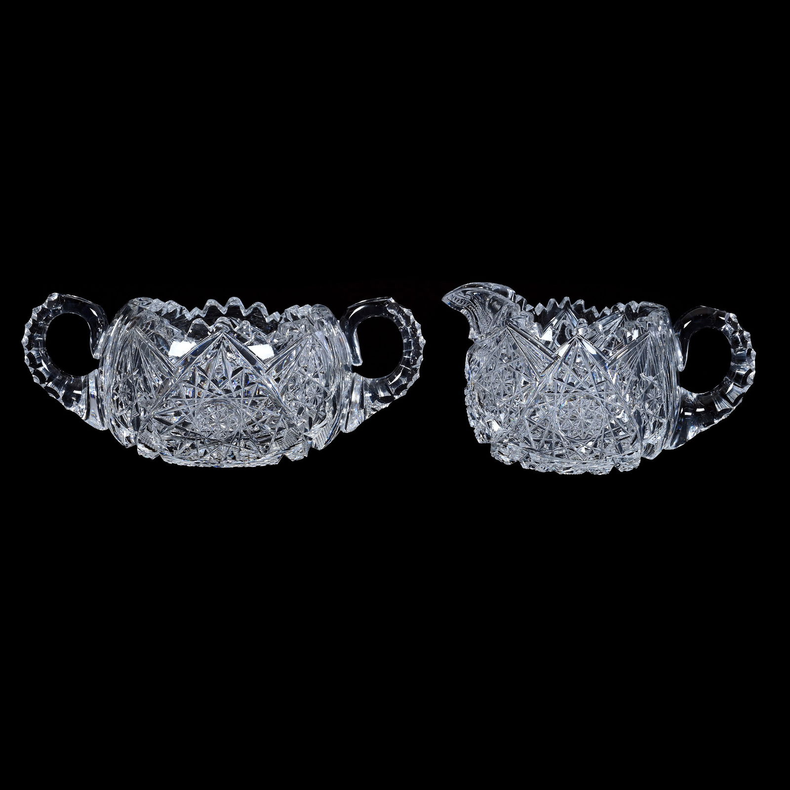 Creamer & Sugar Set, ABCG, Hobstar, Strawberry Diamond, Nailhead Diamond, Star & Fan (1 of 3)