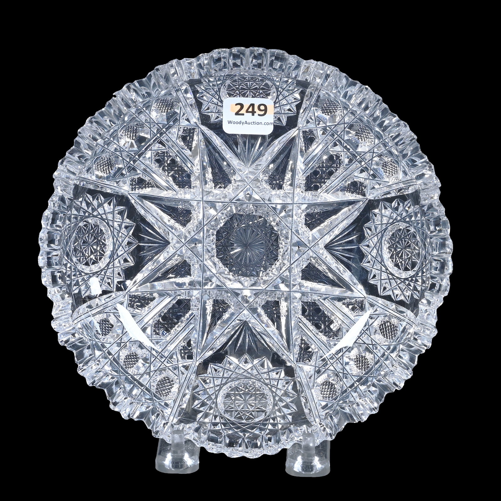 Low Bowl, ABCG, Signed J. Hoare Sparkler Pattern: Low Bowl, American Brilliant Cut Glass, Signed J. Hoare Sparkler Pattern, 7", One Tooth Chipped, Ray & Ruth Schnake, FL.