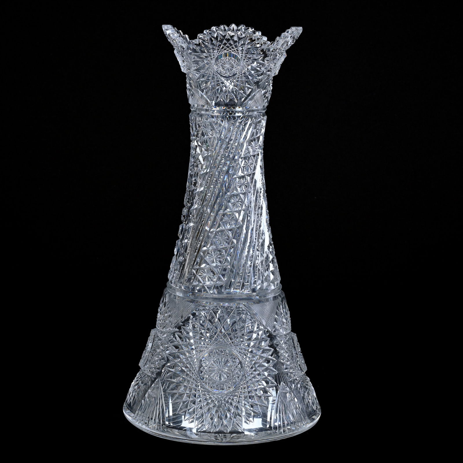 Tapered Vase, ABCG, Hobstar, Strawberry Diamond & Fan Motif, Star Button & Prism Twist Body (1 of 3)
