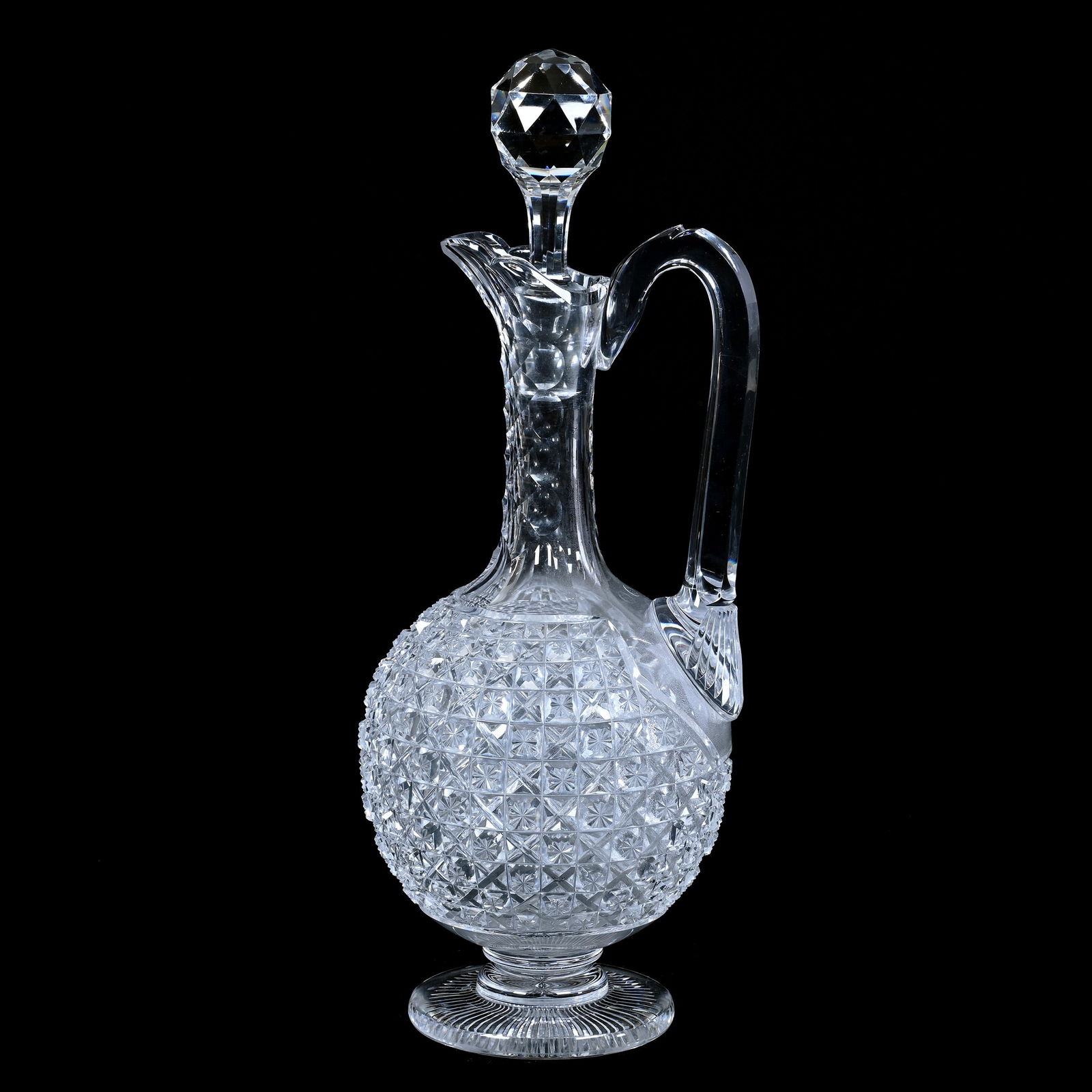 Pedestal Decanter, Handled, ABCG, Trellis Type With Star Button Design (1 of 3)