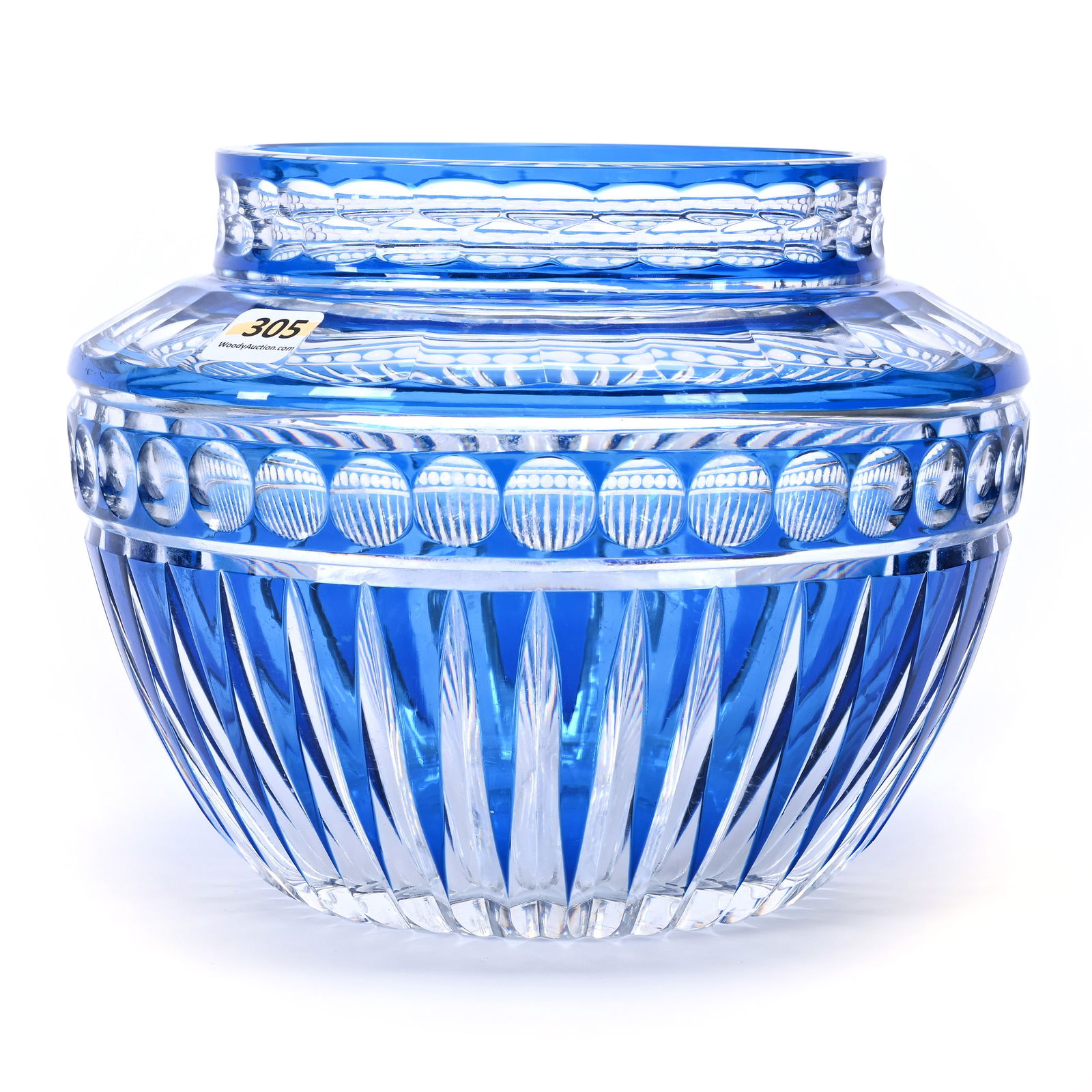 Vase, BPCG, Signed Val St. Lambert ("S" In Circle), Blue Cut To Clear (1 of 3)