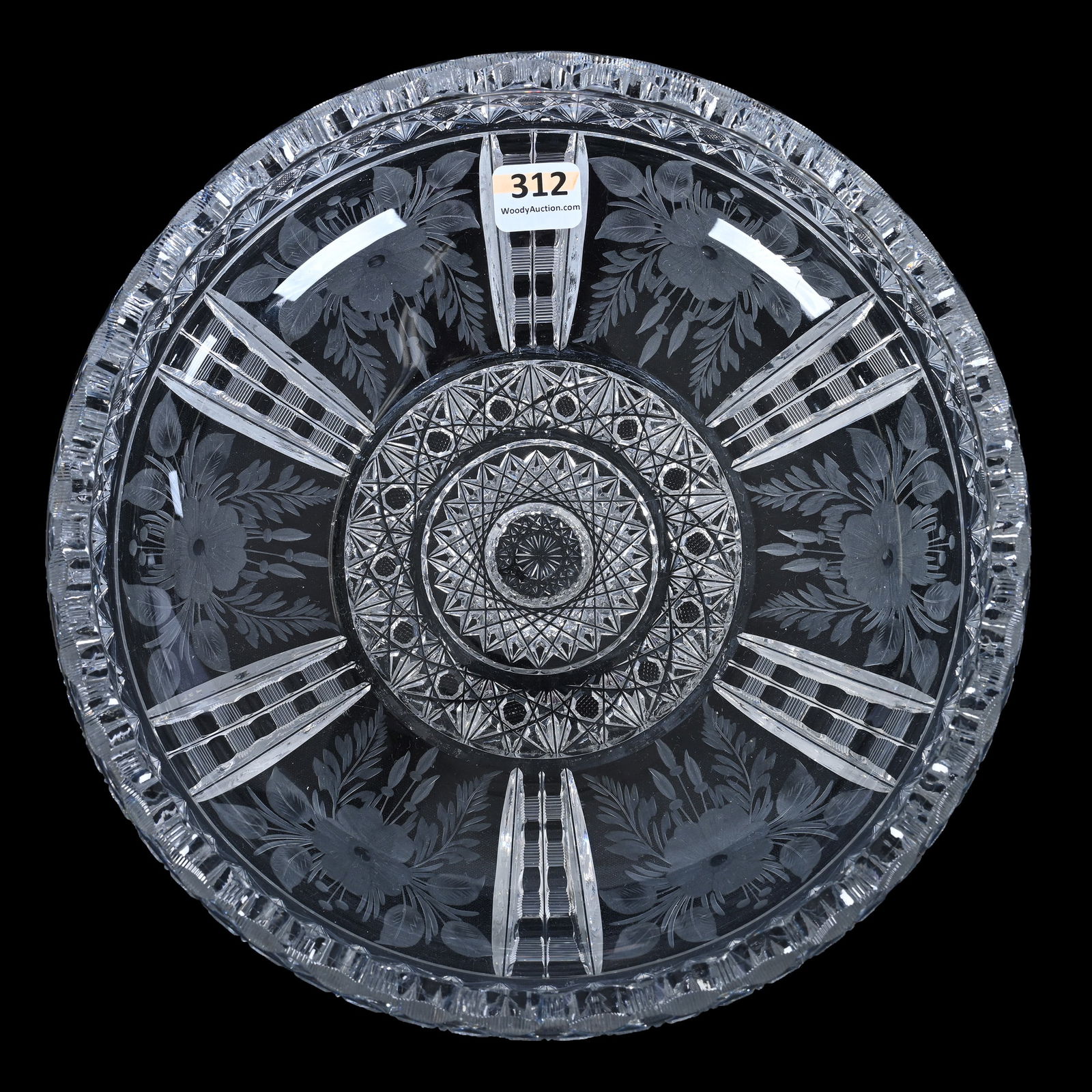 Bowl, ABCG, Signed Hunt - Modified Russian Border With Panels Of Engraved Floral, Hobstar Center (1 of 2)