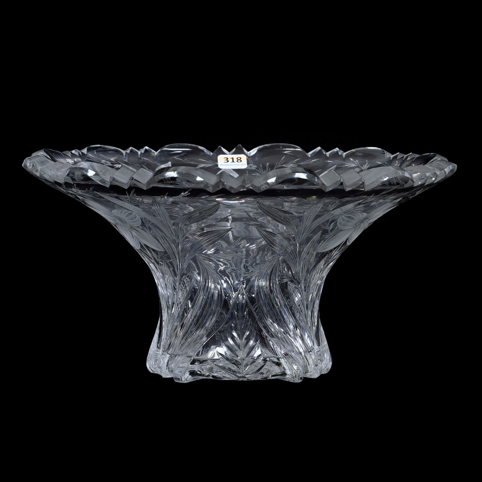 Flared Vase, ABCG, Signed Hawkes Gravic Glass - Nice Engraved Floral Design (1 of 6)