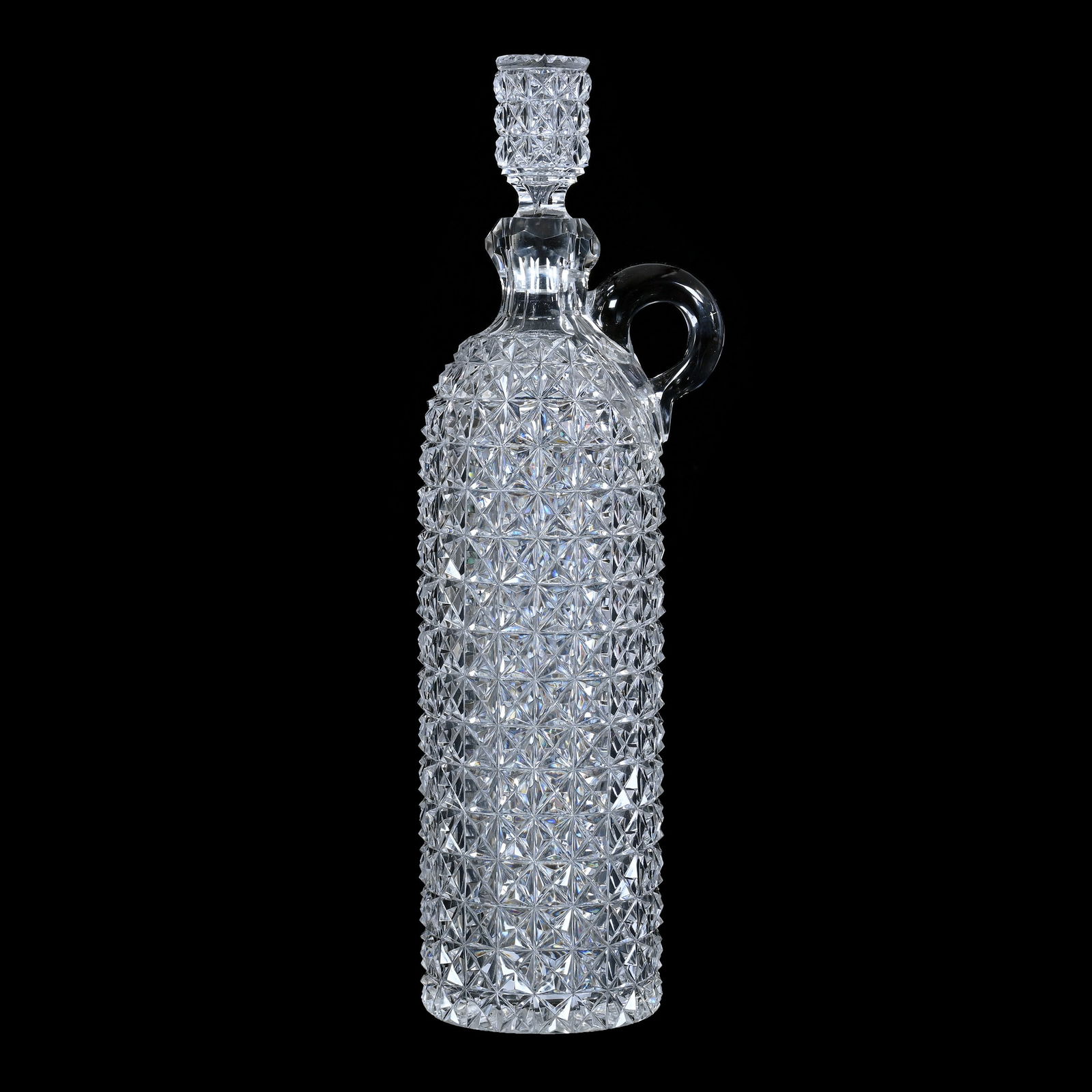 Handled Whiskey Bottle, ABCG, Quarter Diamond Pattern Attributed To J. Hoare (1 of 3)