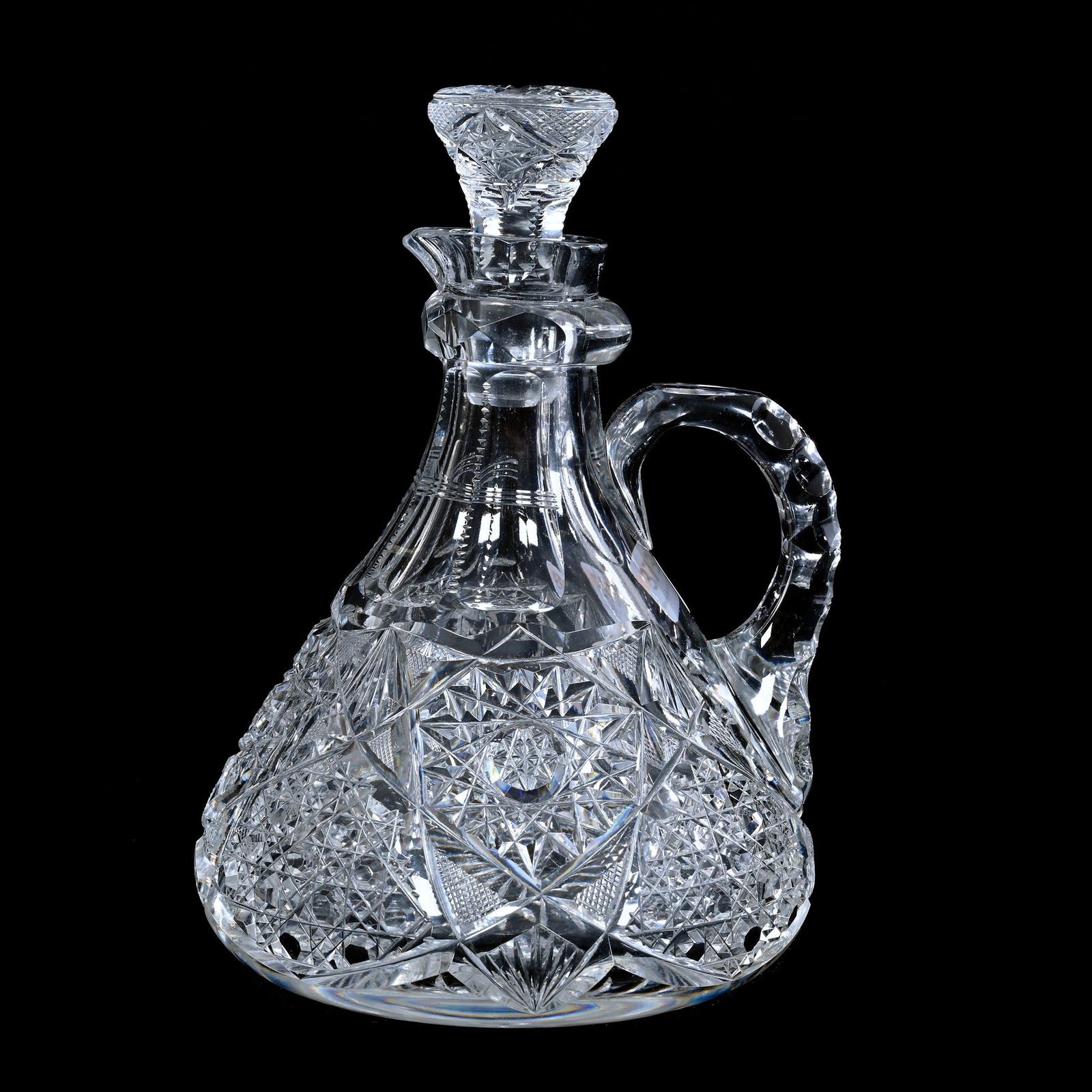 Conical Shaped Ships Decanter, ABCG, Hobstar, Cane, Strawberry Diamond & Fan Motif (1 of 3)