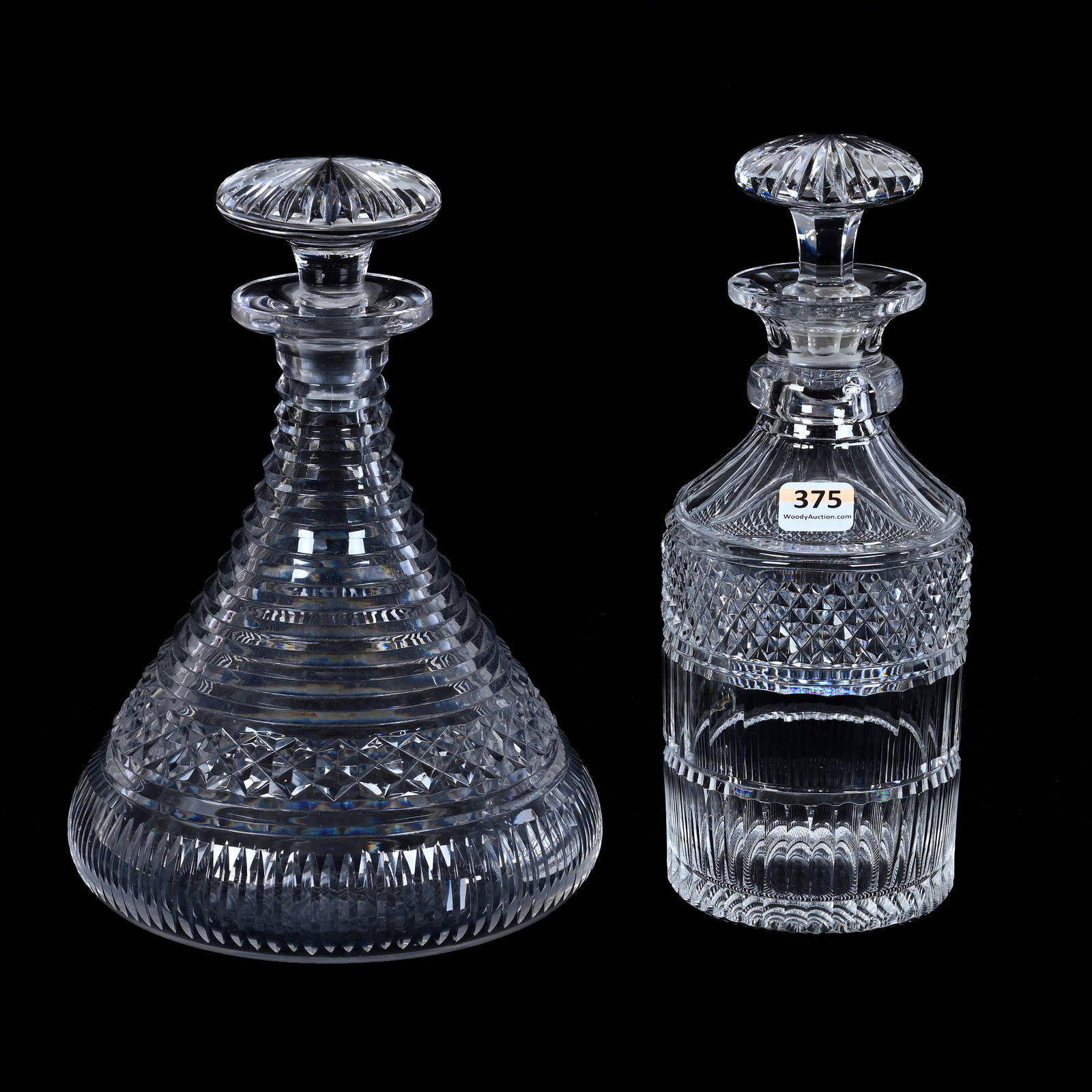 (2) Decanters, ABCG, Similar Patterns Featuring Diamond Band Design (1 of 3)