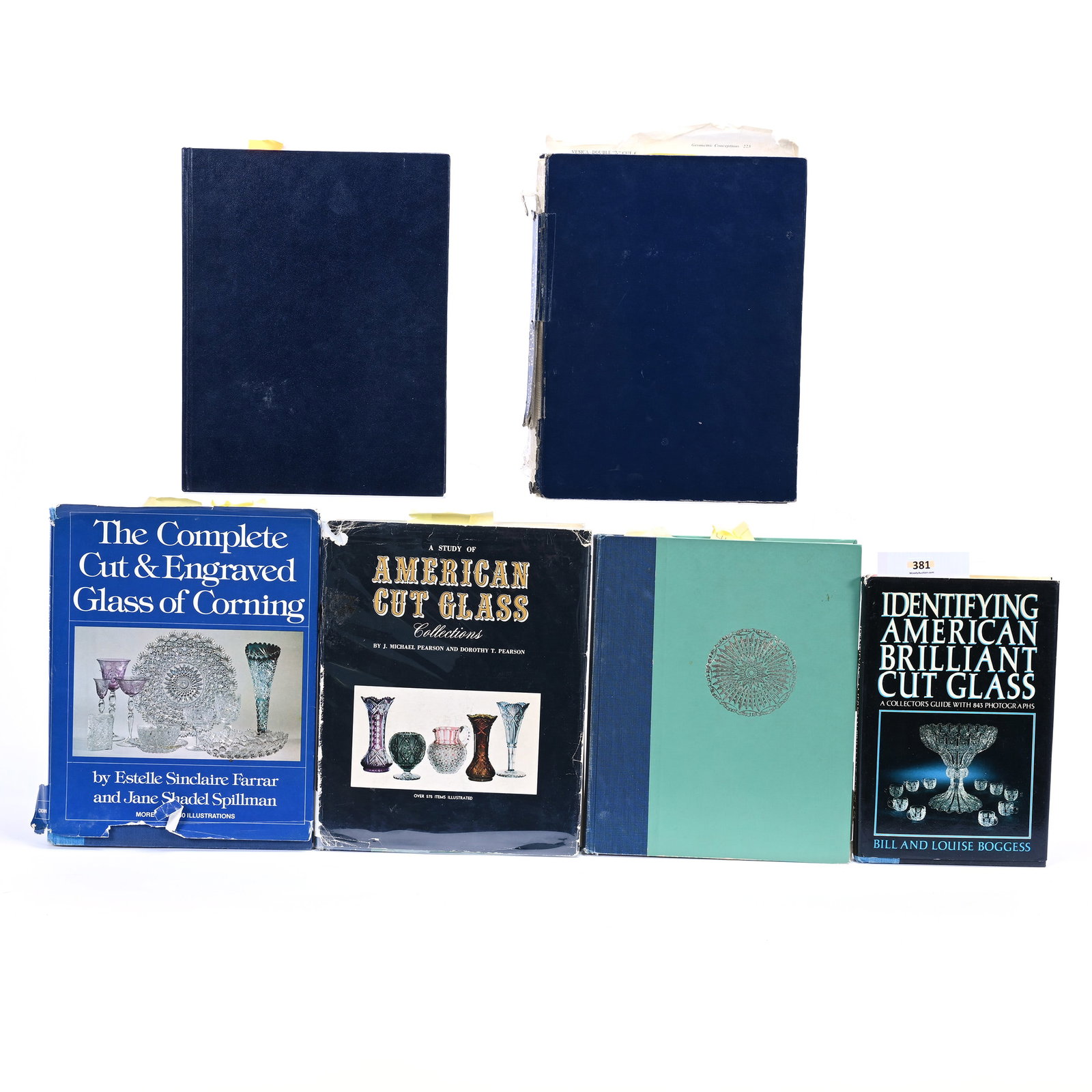 (6) Books About American Brilliant Cut Glass: (6) Books About American Brilliant Cut Glass, (1) Identifying American Brilliant Cut Glass By Bill & Louise Boggess, 1984, (1) Complete Cut & Engraved Glass Of Corning By Estelle Sinclaire Farrar & Ja