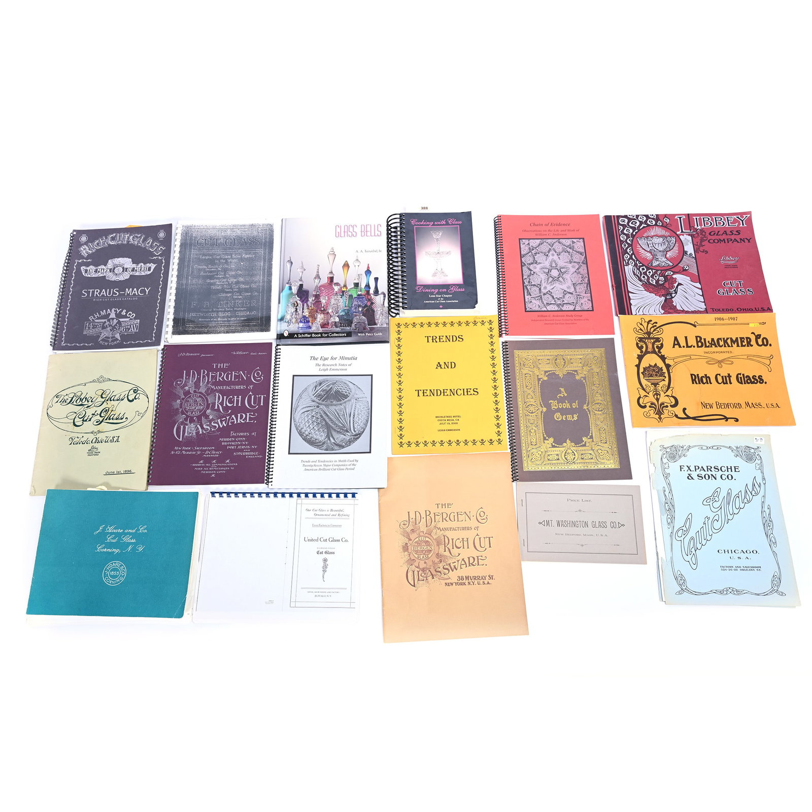 Over (12) Books/Catalogs About American Brilliant Cut Glass: Over (12) Books/Catalogs About American Brilliant Cut Glass, (1) Cooking With Class, Dining On Glass By Lone Star Chapter Of ACGA, 1994, (1) Glass Bells By A.A. Trinidad, Jr., 2001, (1) Chain Of Evide
