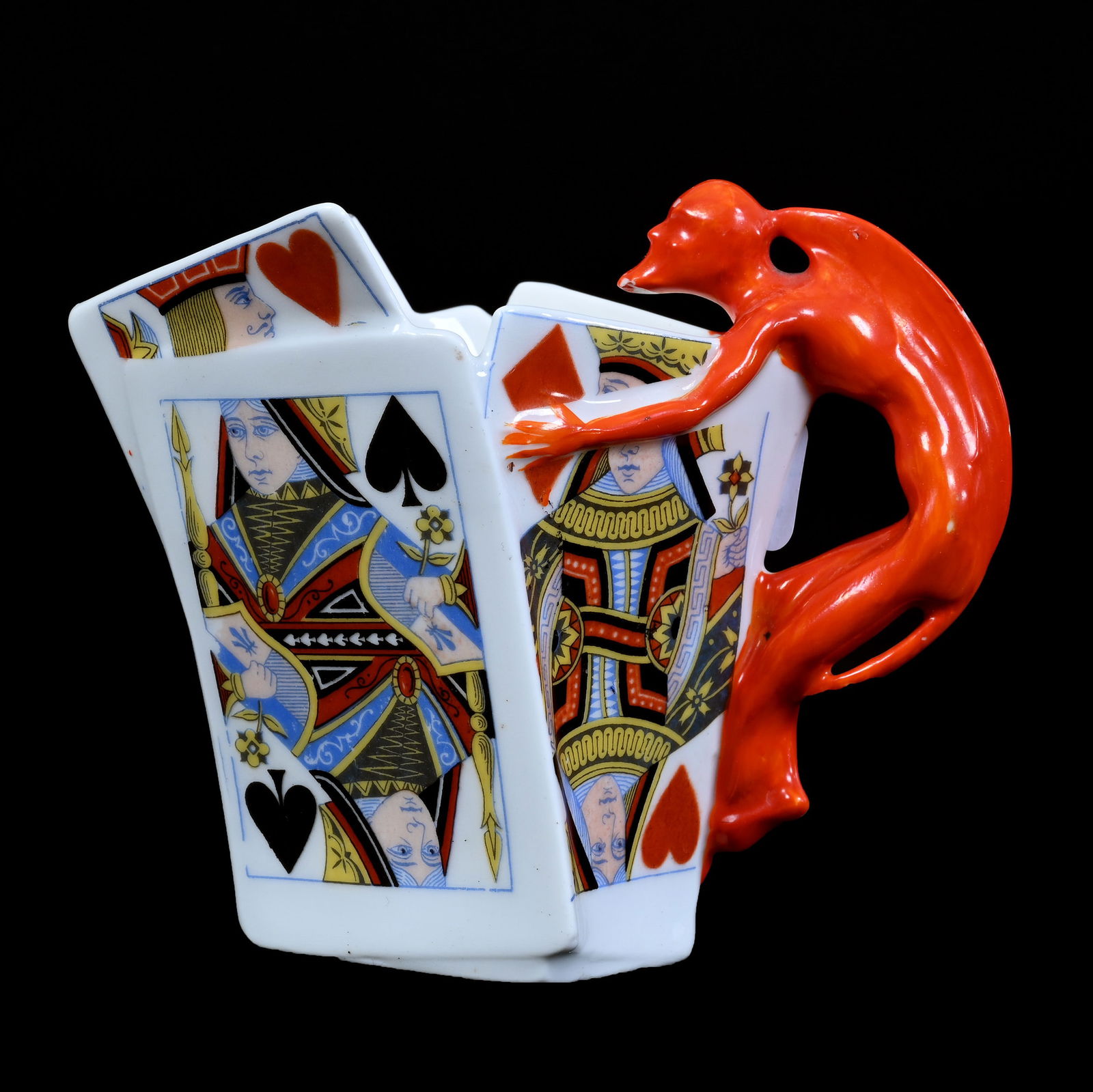 Creamer, Royal Bayreuth (Blue Mark) Devil And Cards (1 of 3)