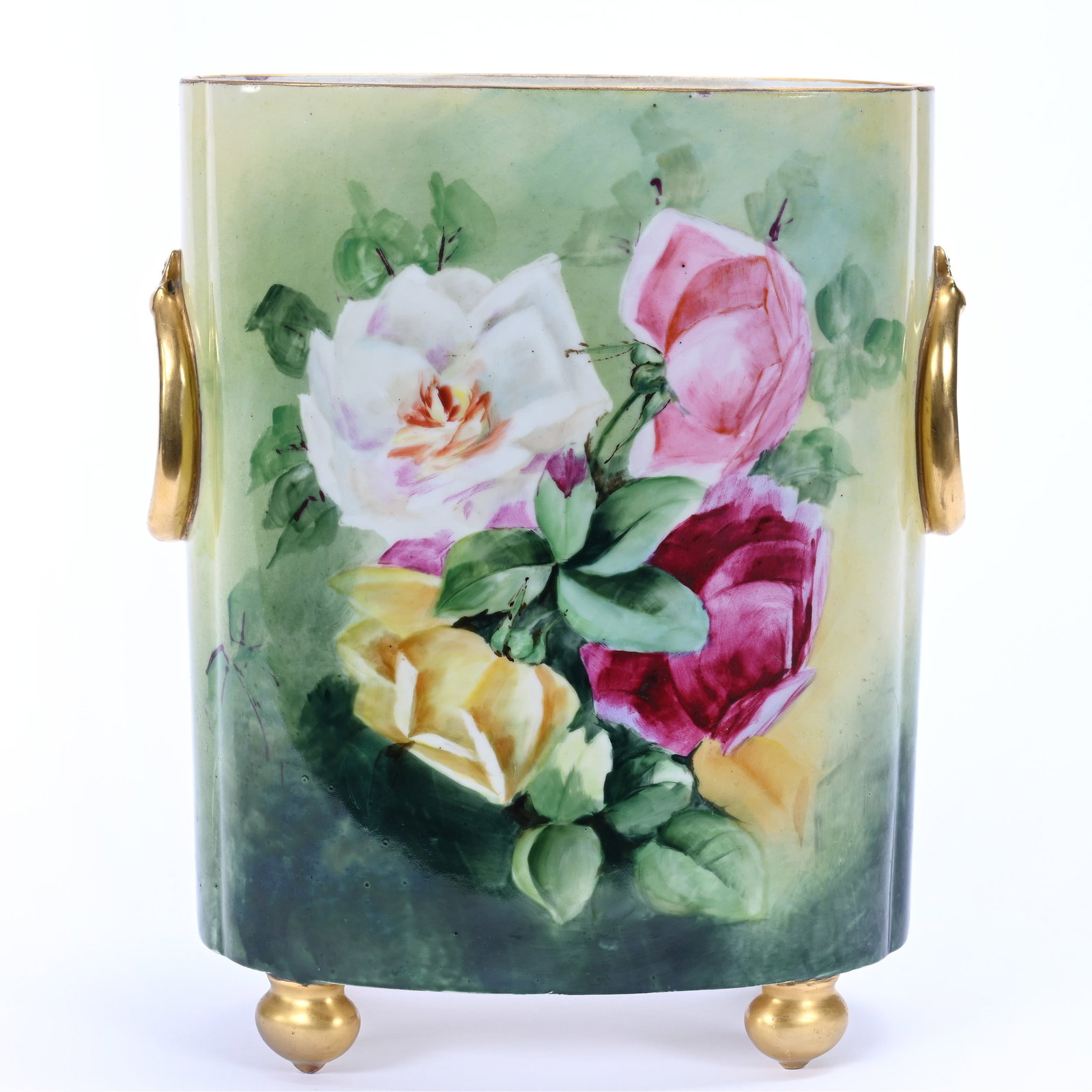 Cache Pot, Marked W.G. And Co. Limoges Hand Painted Rose Decor (1 of 4)