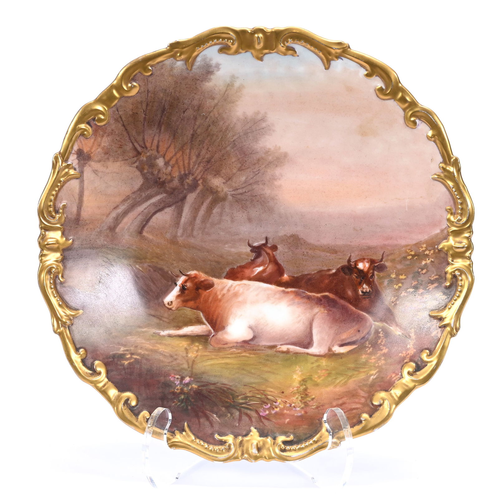 Charger Marked L.R.L. Limoges, Scene Of Cattle Resting In Field (1 of 3)