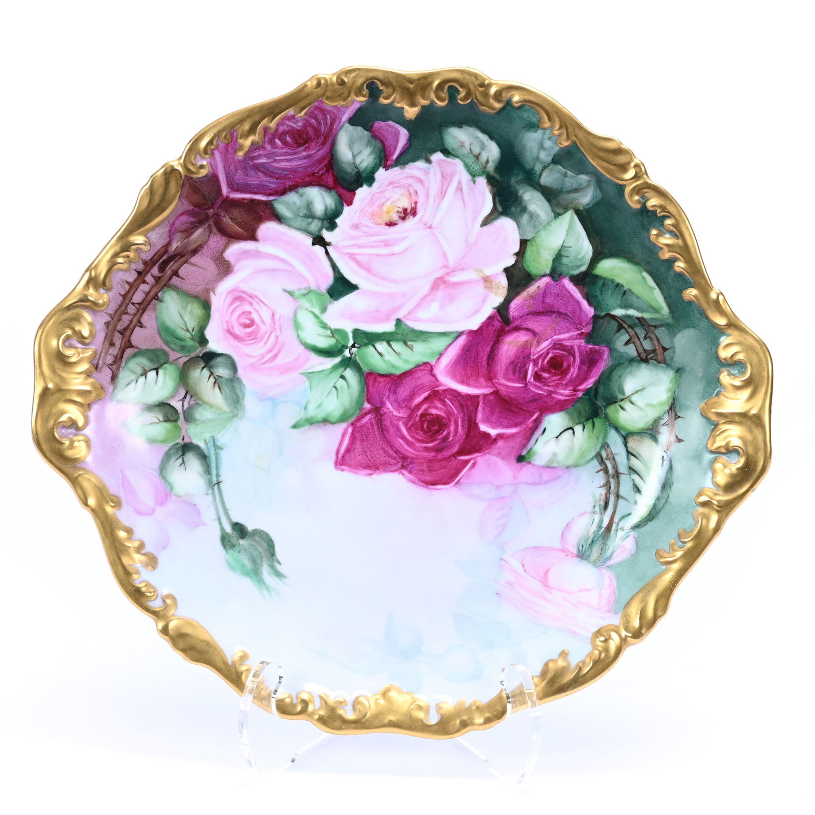 Serving Tray Marked T&V Limoges, Hand Painted Rose Decor (1 of 2)