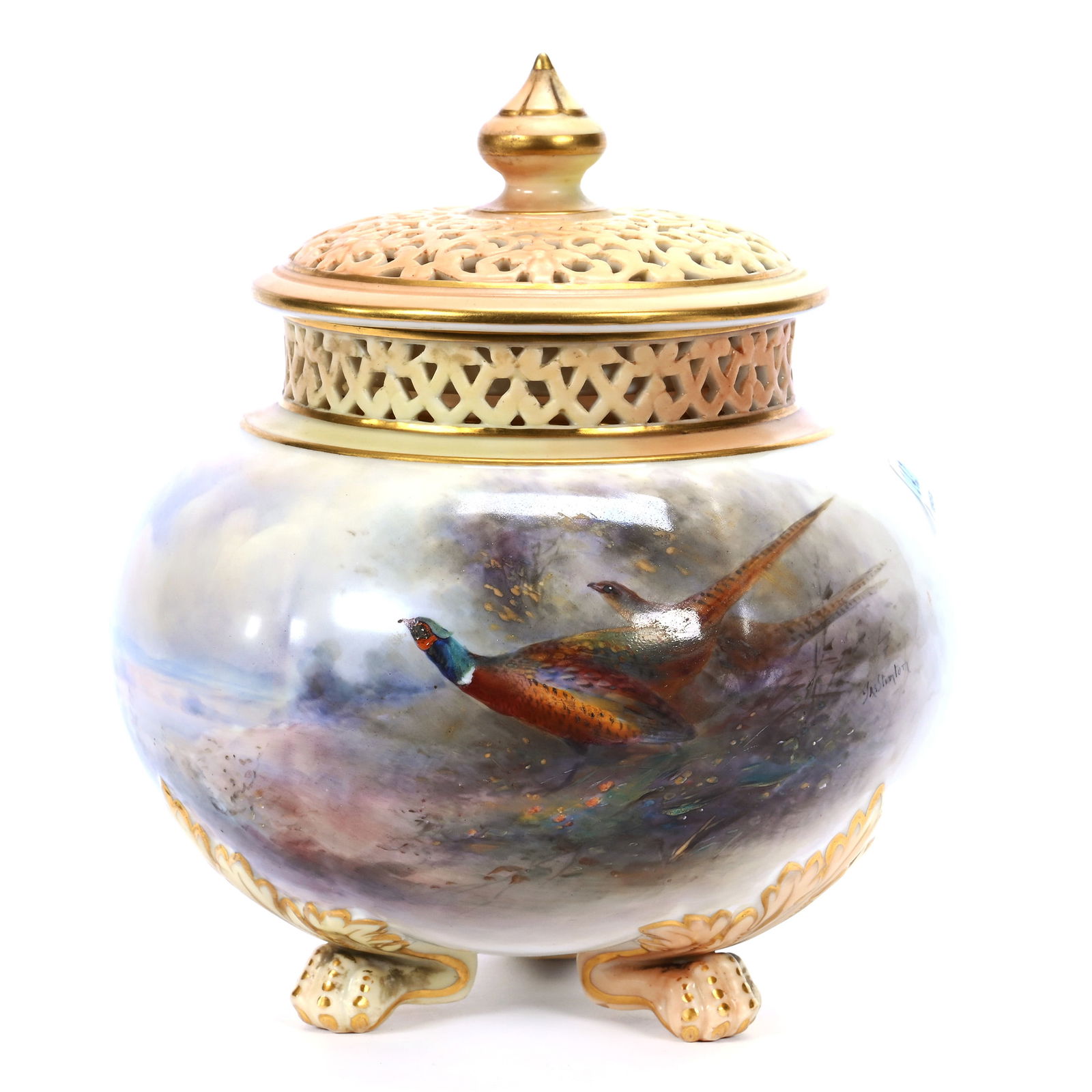 Potpourri Jar, Footed, Marked Royal Worcester (1 of 4)