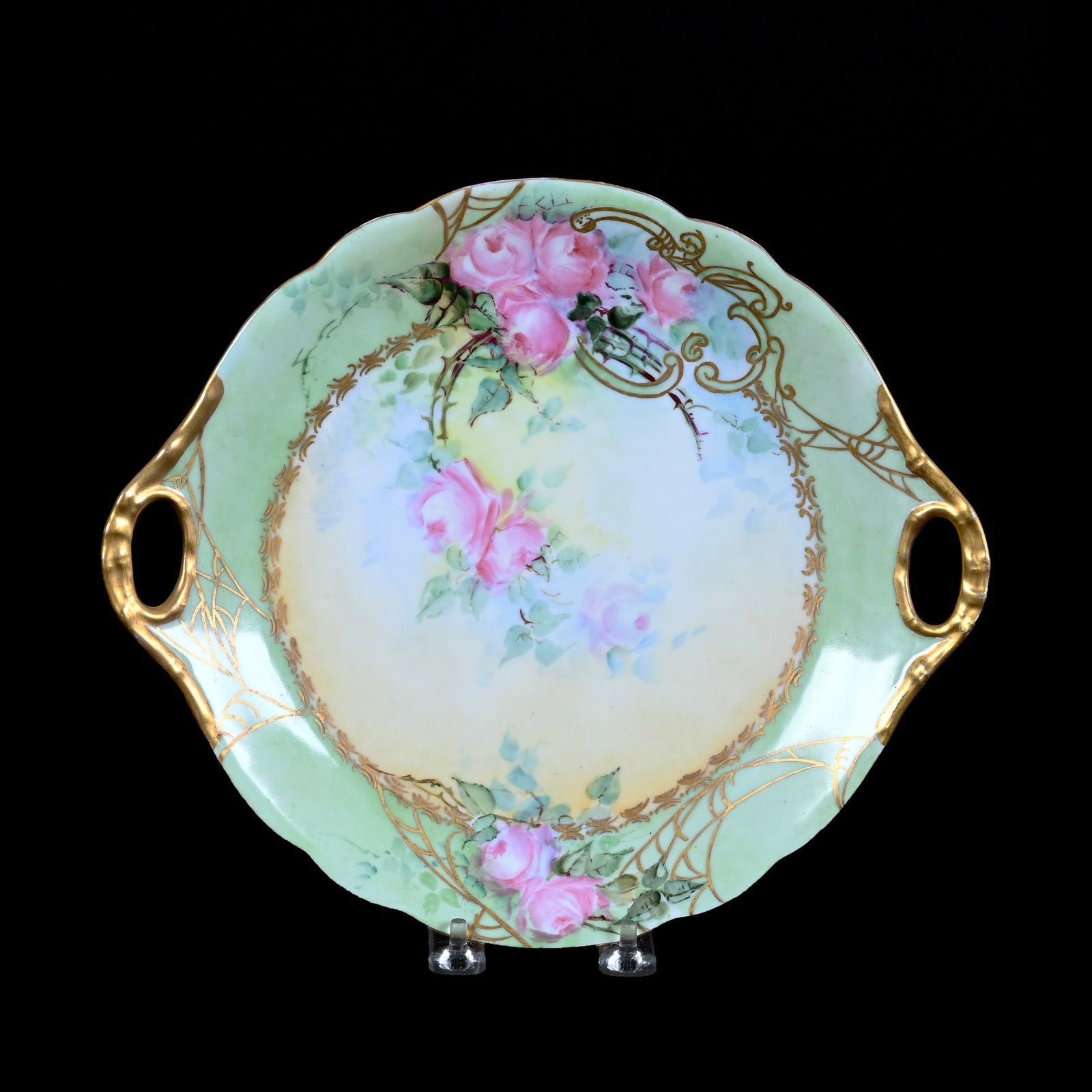 Cake Plate Marked J. P. Limoges, Cream, Yellow And Blue Tones (1 of 2)