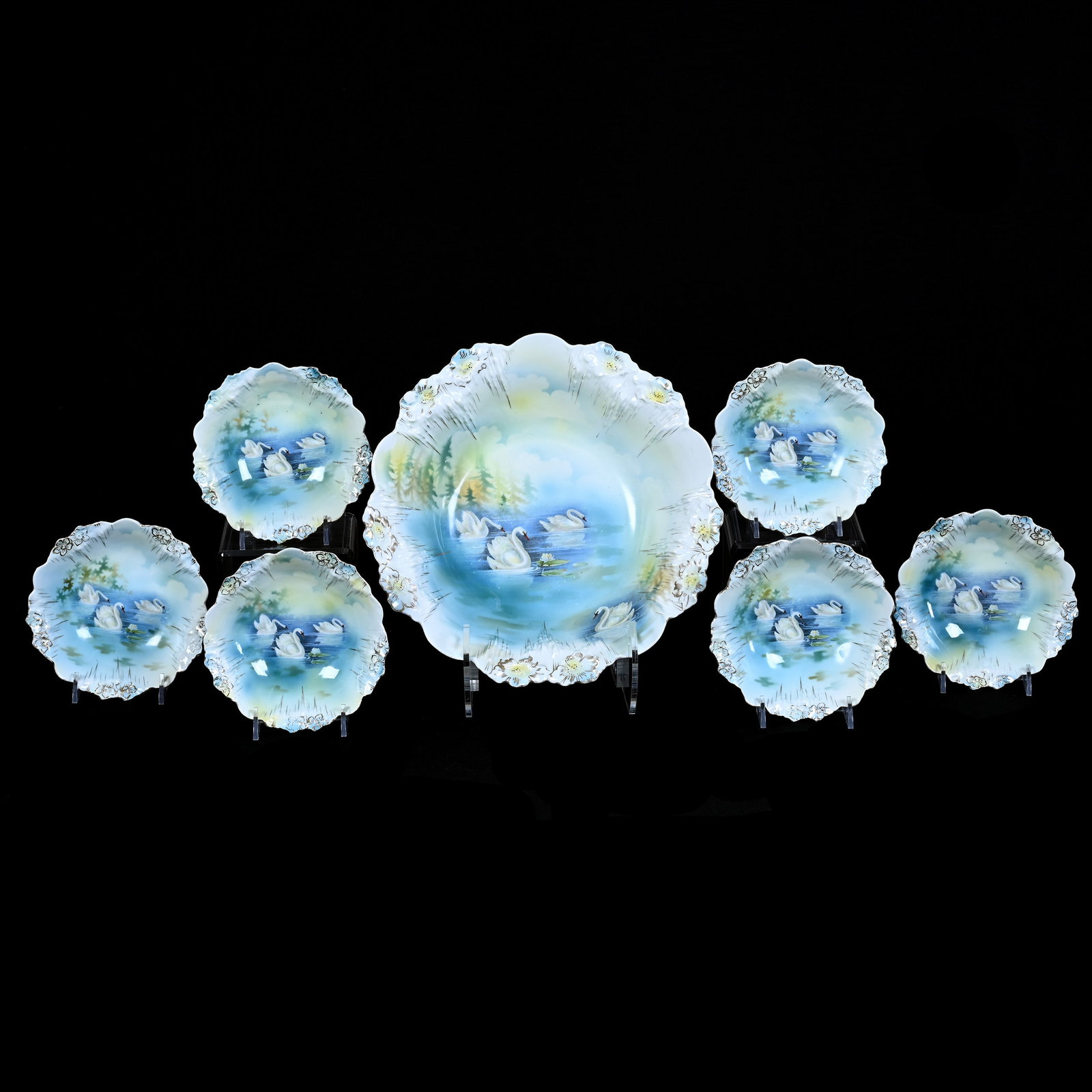 Berry Set Marked R.S. Prussia, Icicle Mold, Swan Decor (1 of 3)