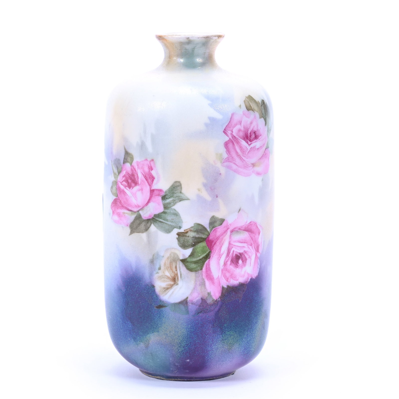 Vase Marked R.S. Prussia, White And Tiffany Satin Finish, Pink And White Rose Decor (1 of 3)