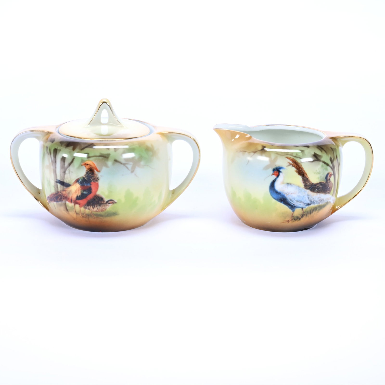 Creamer And Sugar Set Marked R.S. Germany, Pheasant Scenic Decor (1 of 3)