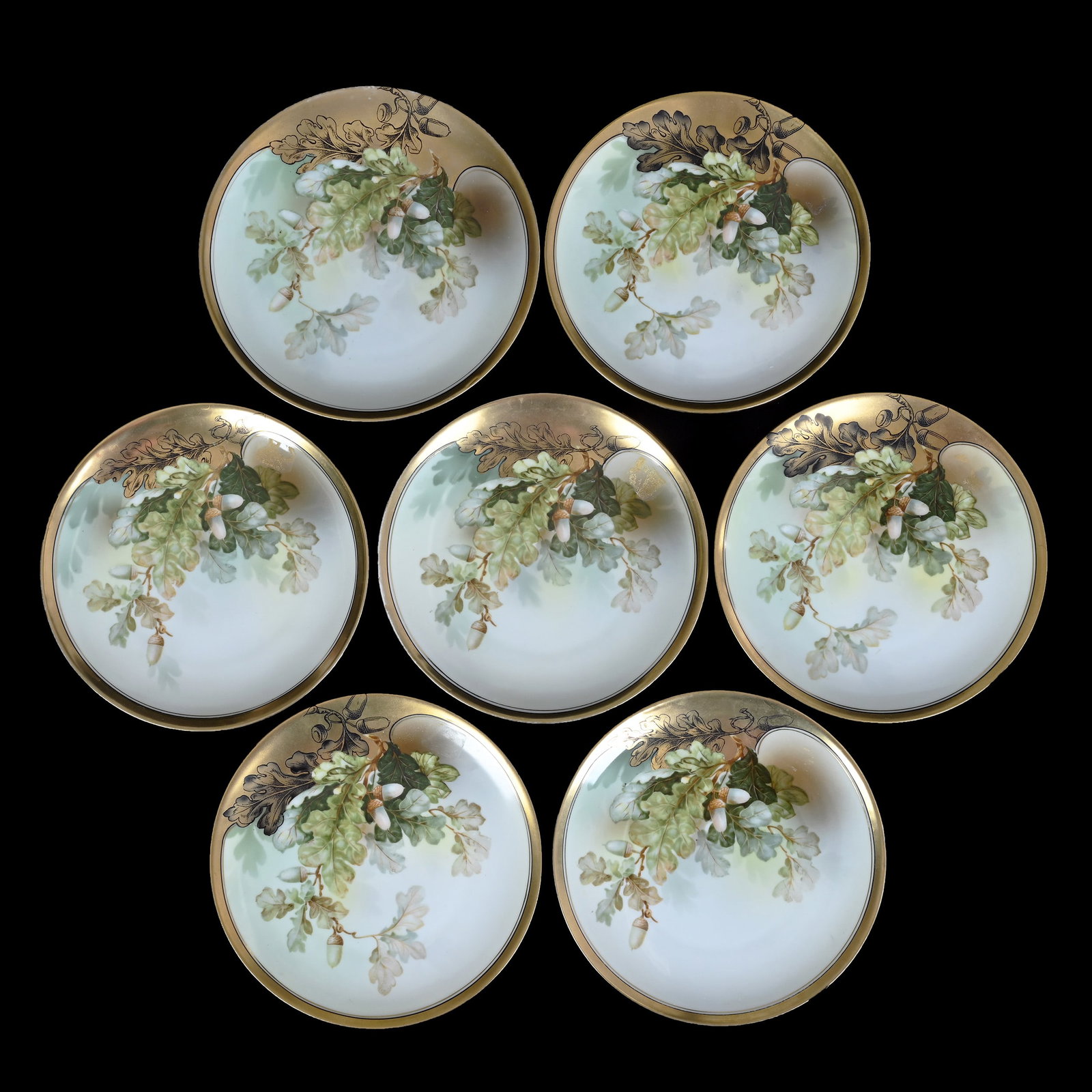 (6) Plates Marked R.S. Germany, Acorn Branch Decor (1 of 2)