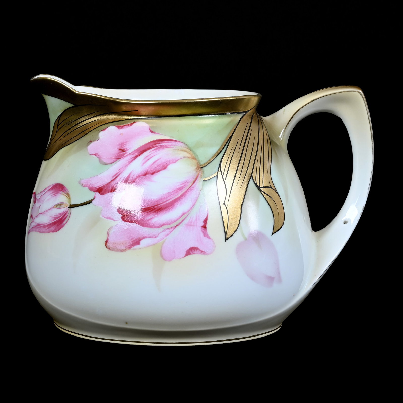 Pitcher Marked R.S. Germany, Cream And Green Tones, Tulip Decor (1 of 3)