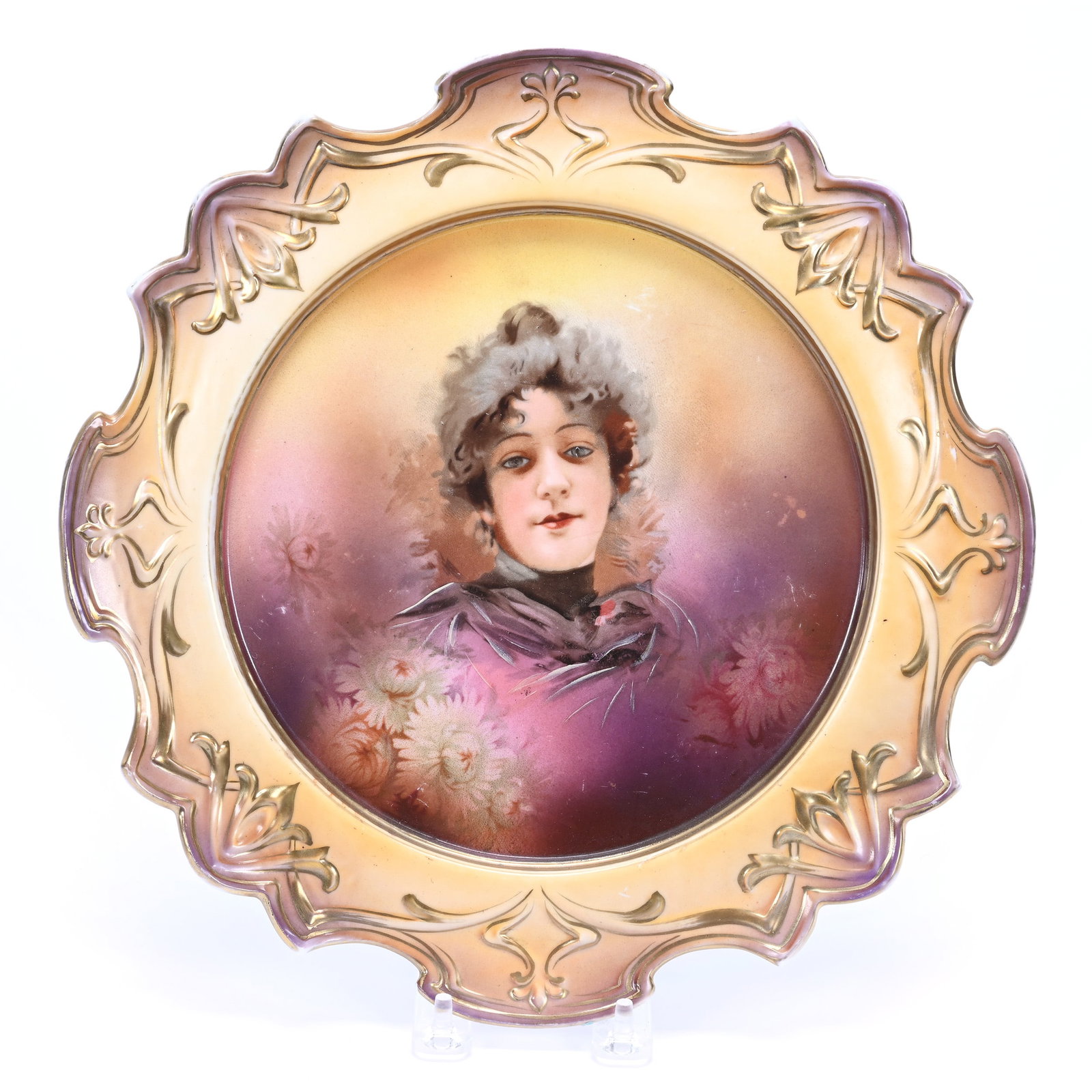 Wall Plaque, R.S. Steeple Mark, Cream And Lavender Tones With Portrait Of Flossie (1 of 2)