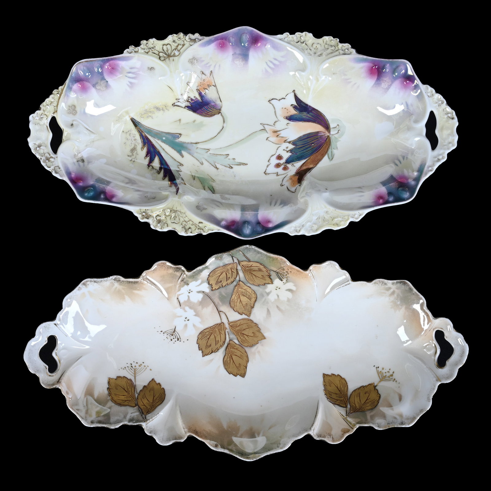 (2) Celery Trays, Unmarked R.S. Prussia, Both With Luster Finish (1 of 2)