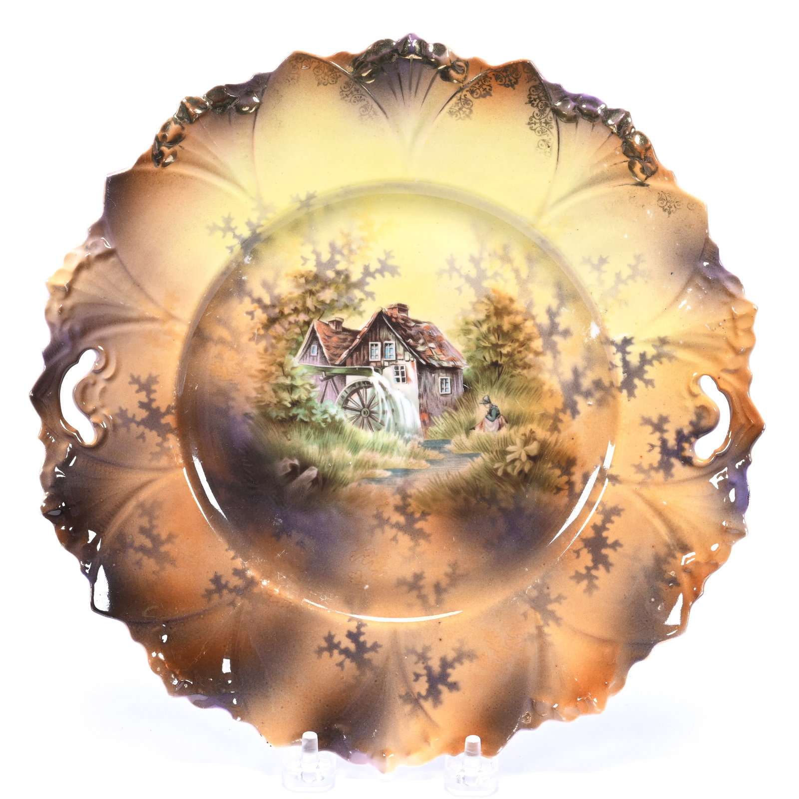 Cake Plate Marked R.S. Prussia, Brown And Yellow Tones (1 of 2)