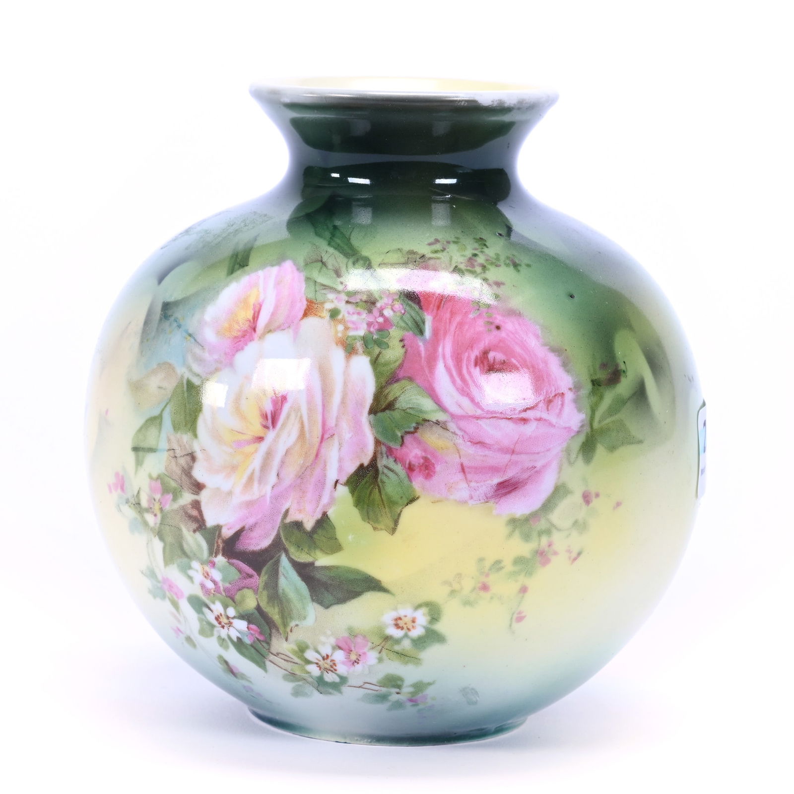 Vase, Ball Shape, Marked R.S. Prussia, Green And Yellow Tones (1 of 3)