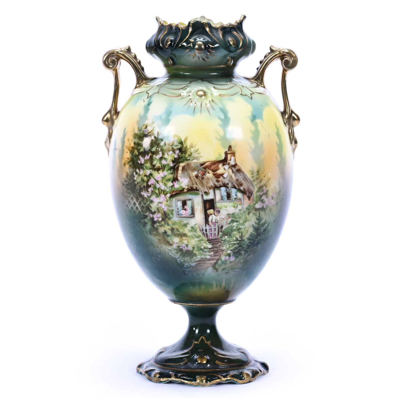 Pedestal Vase, Two Handles, Marked R.S. Prussia, Cottage Decor (1 of 3)