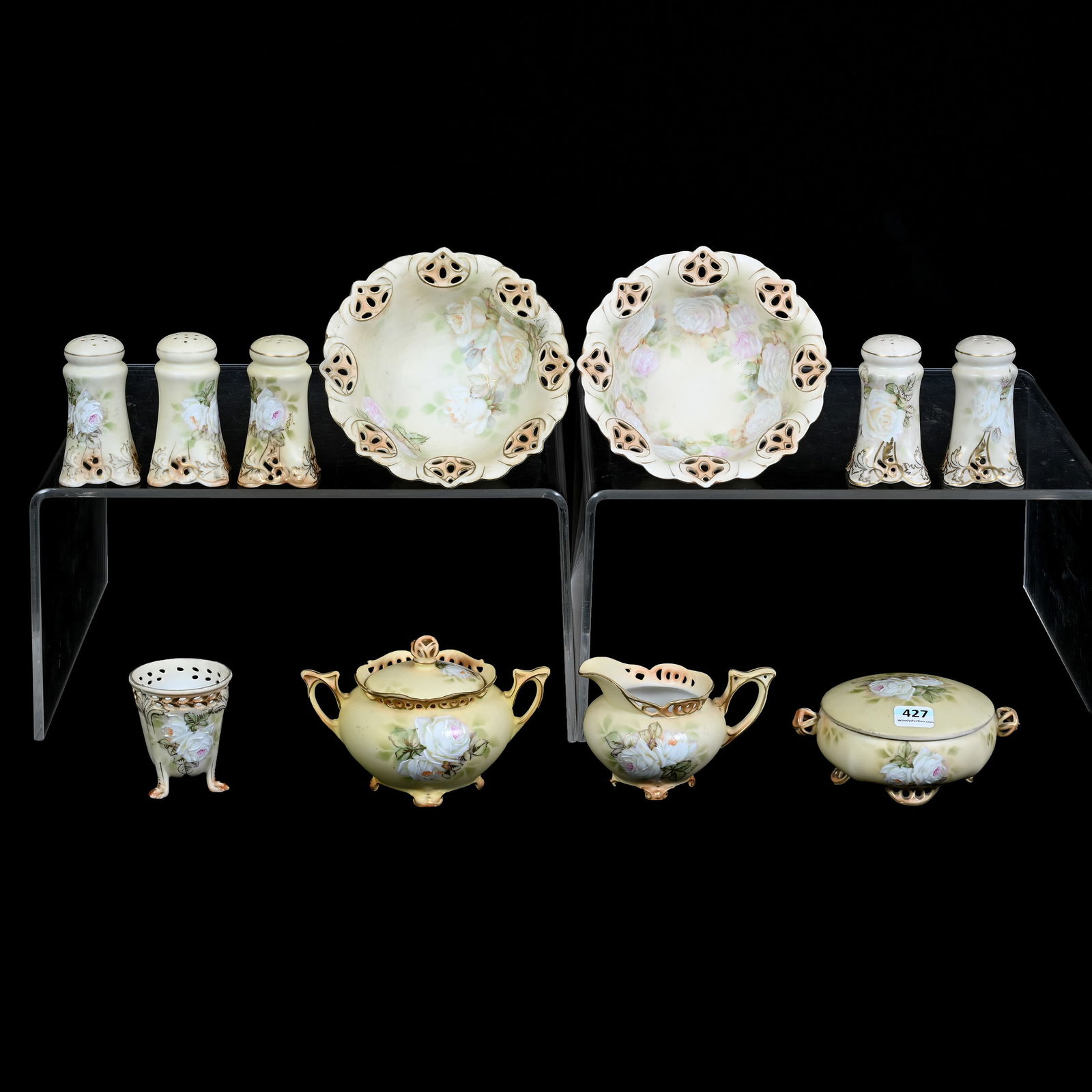 Royal Bayreuth Hand Painted Ivory Group, Eleven Pieces (1 of 3)