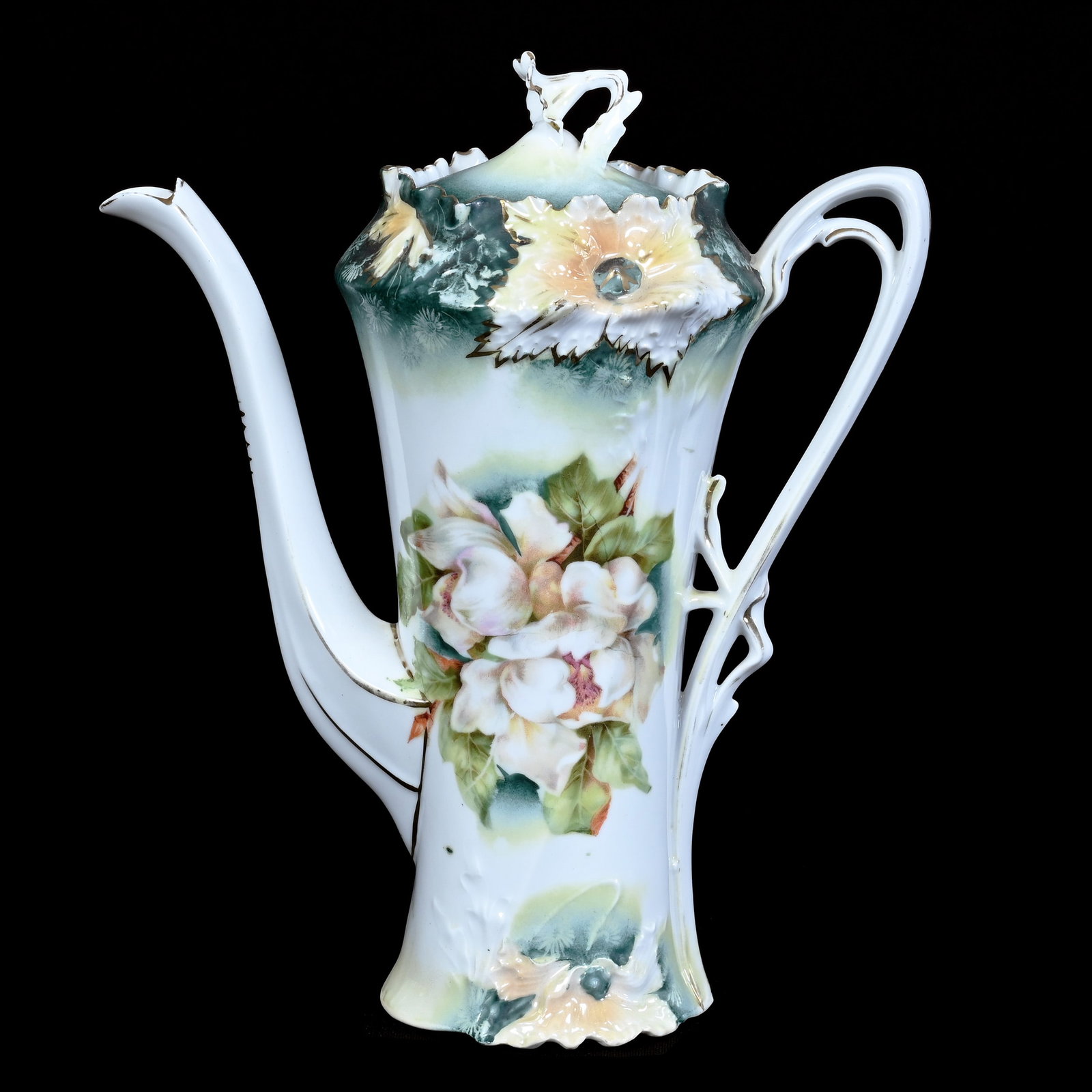 Coffee Pot Marked R.S. Prussia, Carnation Mold (1 of 3)