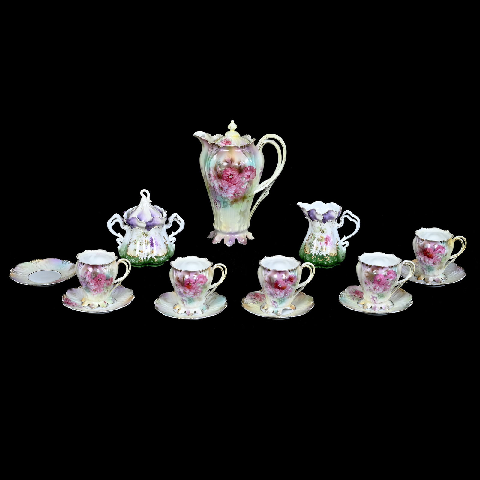 Chocolate Set Marked R.S. Prussia, Yellow, Green, And Lavender Tones (1 of 7)