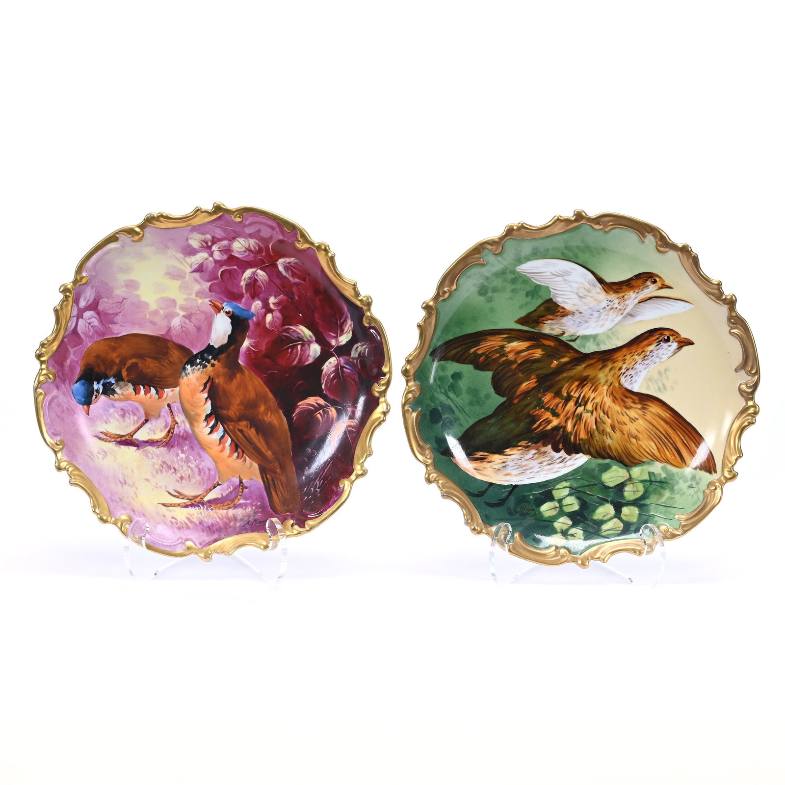 (2) Chargers, Limoges, Hand Painted Game Bird Decor (1 of 4)