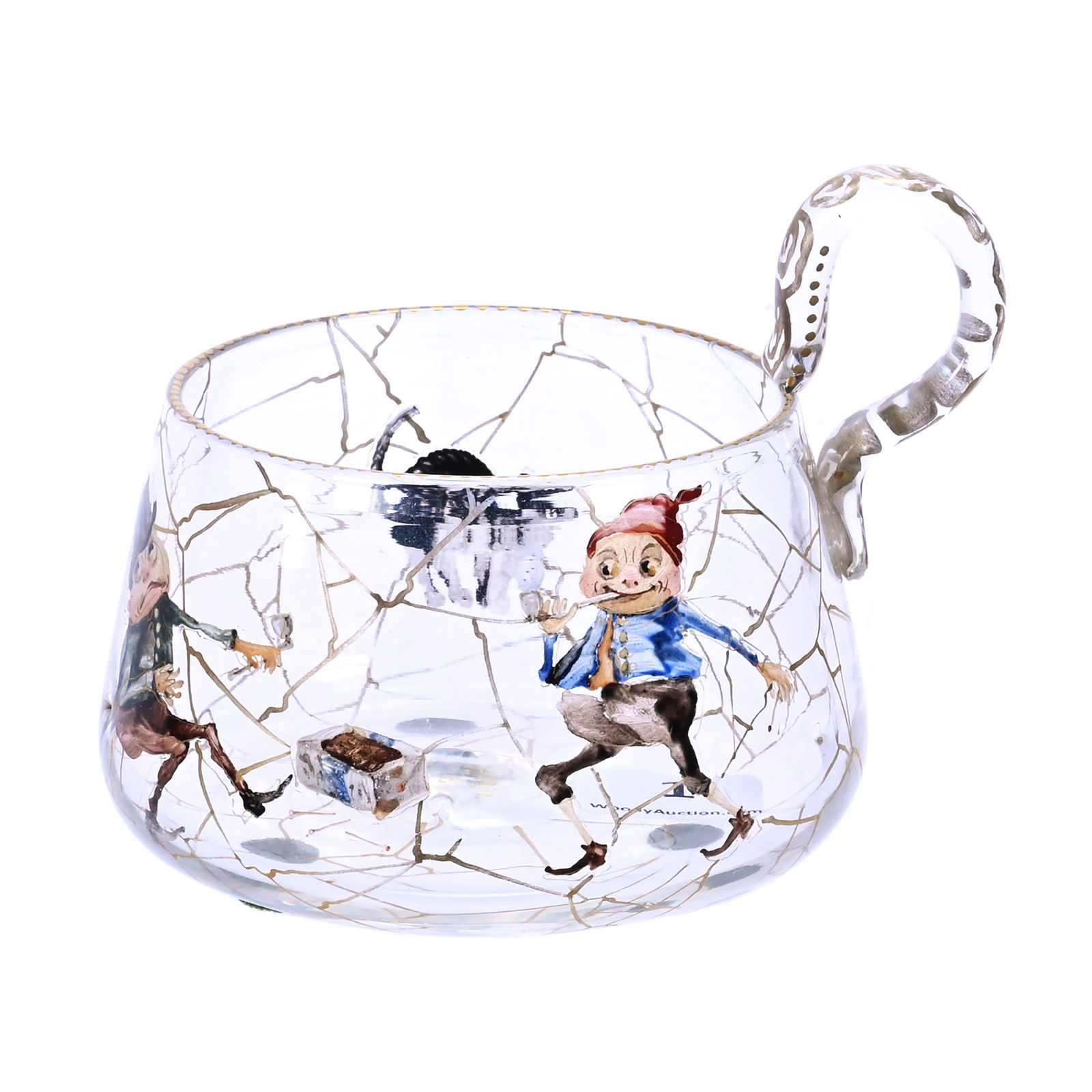 Punch Cup Marked Napoli Art Glass By Mt. Washington