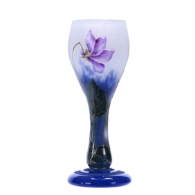 Tulip Shaped Vase, Signed Daum Nancy French Cameo And Enamel Art Glass