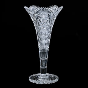 Trumpet Vase, ABCG, Kensington Pattern By Hawkes, One Of Finest Trumpet Vases