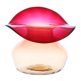 Vase, Jack In Pulpit, Signed "Libbey Amberina" Art Glass