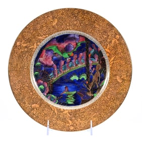 Plate Marked Wedgwood Fairyland Lustre, Gold Stencil Twyford Pattern With The Roc Centre, #W558