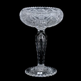 Compote, Rolled Rim, American Brilliant Cut Glass, Pattern #100 By Elmira