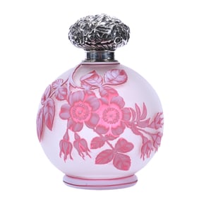 Cologne Bottle, Three Color English Cameo Art Glass By Webb