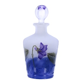 Perfume Bottle Signed Daum Nancy French Cameo And Enamel Art Glass