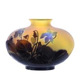 Oval Vase Signed Galle French Cameo Art Glass