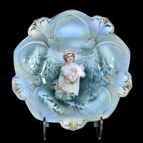 Bowl Marked R. S. Prussia, Winter Season Portrait Decor