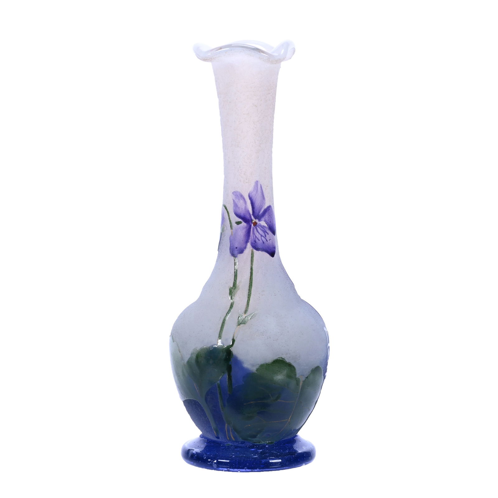 Footed Vase Signed Daum Nancy French Cameo And Enamel Art Glass (1 of 5)