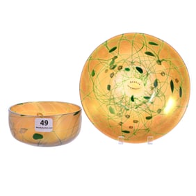 Finger Bowl And Underplate, Steuben Art Glass Marked Aurene, Haviland & Company
