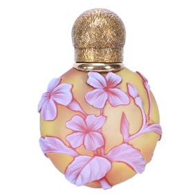 Miniature Perfume Bottle, English Cameo Art Glass Attributed To Webb