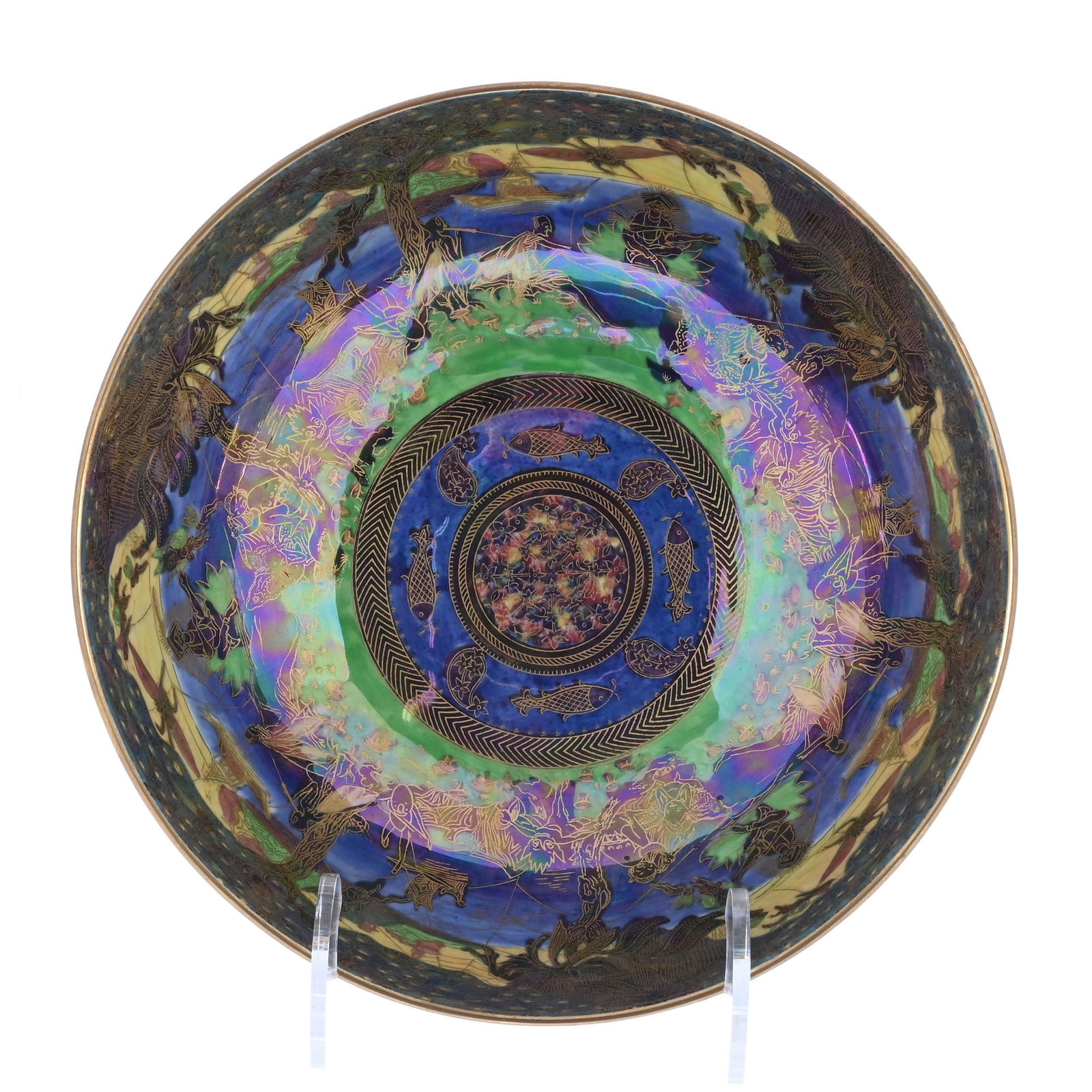 Bowl Marked Wedgwood Fairyland Lustre #Z5462 On Imperial Bowl, Big Eyes Pattern Exterior (1 of 8)