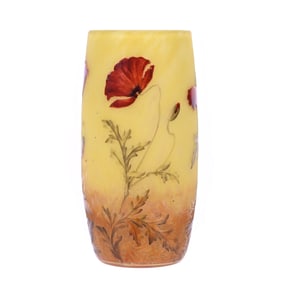 Vase Signed Daum Nancy French Cameo And Enamel Art Glass