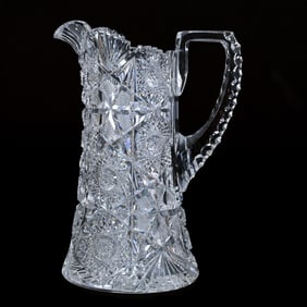 Pitcher, American Brilliant Cut Glass, Champion Pattern By J. Hoare