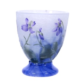 Egg Cup Shape Toothpick Holder Signed Daum Nancy French Cameo And Enamel Art Glass
